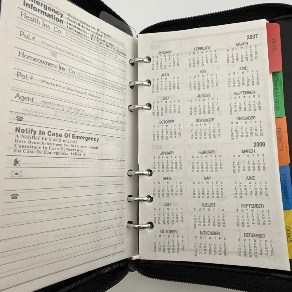 Vintage 90s Y2k‎ Philippe Amiel Leather Black Deluxe Personal Organizer Planner